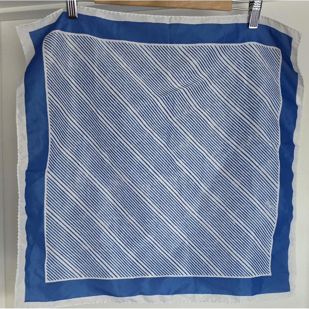 VTG Robinson Golluber Square Scarf Blue White Striped 21in Bandana
